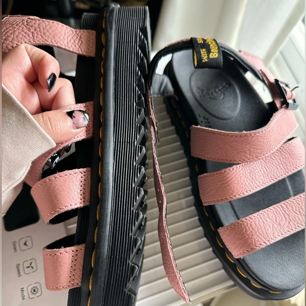 Dr.Marten’s SoftWair With Bouncing Soles Pink and Black Strappy Sandals - Picture 11 of 12